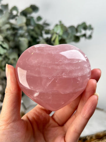 Grade AA Rose Quartz Heart with Rainbow & Starlight | High-Vibe Crystal from Madagascar | Love • Healing • Radiance, RH02, 285g