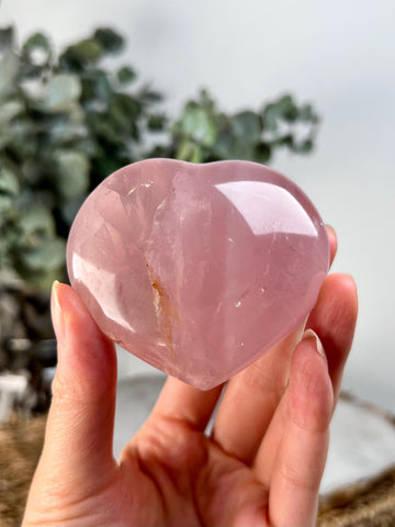 Grade AAA Rose Quartz Heart with Hematoid, Rainbow & Starlight | High-Vibe Crystal from Madagascar | Love • Healing • Radiance, RH04, 334g