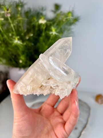 Grade A+ Natural Quartz Cluster with Inclusions from Diamantina, Brazil | with Iron and Black Rutile | QL02, 234g