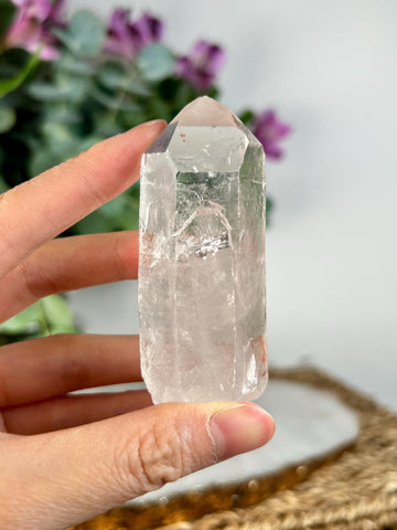 Grade AA Natural Clear Quartz Point with Dolphin Point formation - Unpolished QPC13, 105g