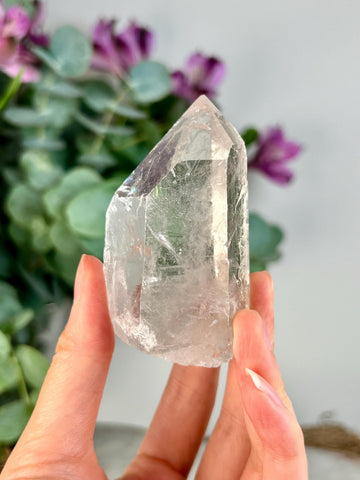 Grade AA Natural Etched Clear Quartz Point with Rainbow - A Beacon of Pure Energy and Insight QPC12, 138g
