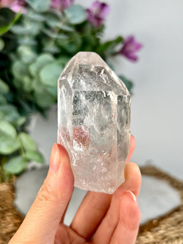 Grade AA+ Natural Etched Clear Quartz Point - A Beacon of Pure Energy and Insight QPC11, 120g