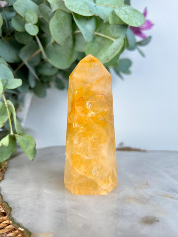 Grade AAA Golden Healer Tower - Natural Hematoid Quartz for Ultimate Healing, Abundance, and High Energy Frequency GHC49, 175g