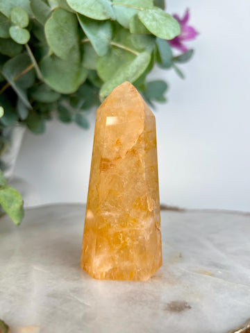 Grade AA Golden Healer Tower - Natural Hematoid Quartz for Ultimate Healing, Abundance, and High Energy Frequency GHC50, 154g