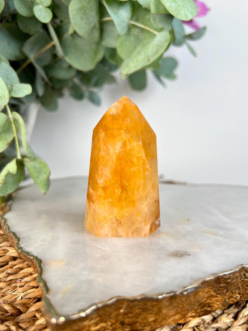 Grade AAA Golden Healer Tower - Natural Hematoid Quartz for Ultimate Healing, Abundance, and High Energy Frequency GHC53, 128g