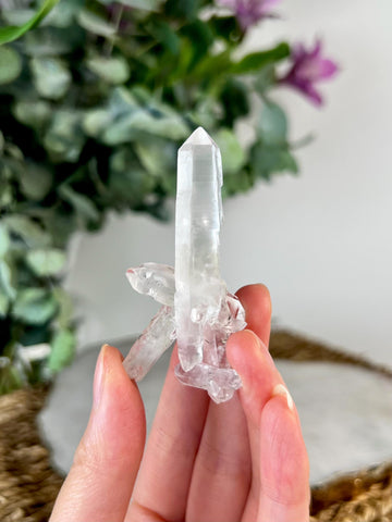 Grade AA Natural Multi-Terminated Clear Quartz Cluster with fine Black Rutile from Diamantina, 19g, CC19
