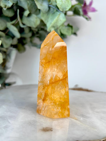 Grade AAA Golden Healer Tower - Natural Hematoid Quartz for Ultimate Healing, Abundance, and High Energy Frequency GHC61, 128g
