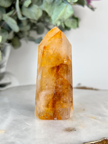 Grade AAA Golden Healer Tower - Natural Hematoid Quartz for Ultimate Healing, Abundance, and High Energy Frequency GHC66, 113g