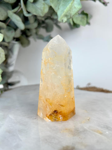 Grade AAA Golden Healer Tower - Natural Hematoid Quartz for Ultimate Healing, Abundance, and High Energy Frequency GHC67, 112g