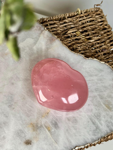 Grade AA Rose Quartz Heart with Rainbow & Starlight | High-Vibe Crystal from Madagascar | Love • Healing • Radiance, RH01, 406g