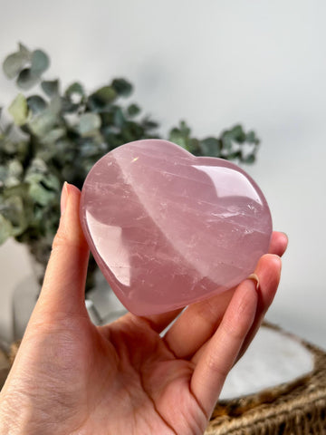 Grade AA Rose Quartz Heart with Rainbow & Starlight | High-Vibe Crystal from Madagascar | Love • Healing • Radiance, RH11, 319g