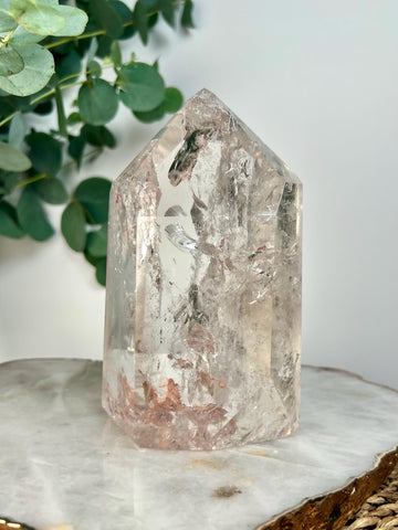 Grade AA Grey-Blue Lemurian Tower | Iron • Rainbows • Rare Lodolite | Grey Blue Mine, Diamantina, Brazil GBL02, 1.083kg