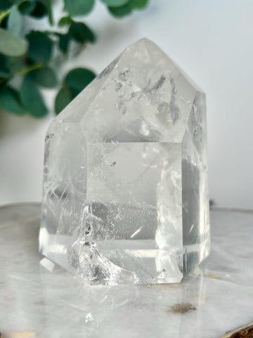 Grade A+ Lemurian Quartz Tower with Rainbows and Phantom | Grey Blue Mine, Diamantina, Brazil | Emotional Clarity & Soul Healing GBL03, 736g