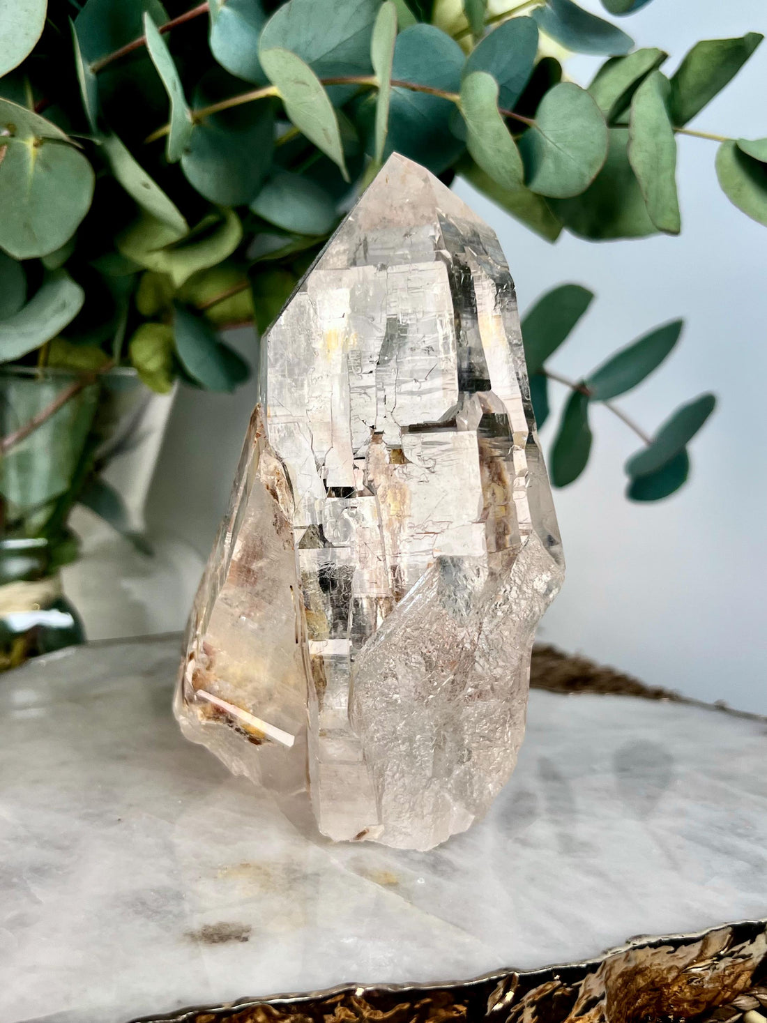 Grade AAA Cathedral Lemurian Quartz | Self-Healed with Iron Inclusion | Akashic Record Access | Diamantina, Brazil- LCC41, 766g