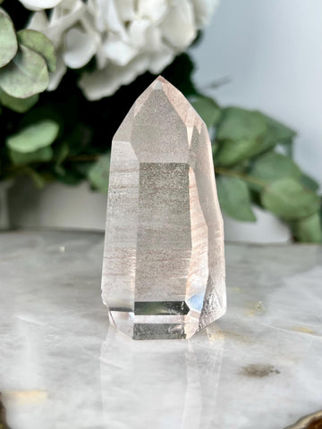 Grade AAA Blue Needle Lemurian Tower, Self-Healed with Hematite - Semi-polished, Top Quality, from Sento Se Bahia BLT04, 116g