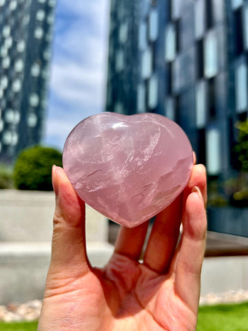 Grade A+ Rose Quartz Heart with Iron, Rainbow & Starlight | High-Vibe Crystal from Madagascar | Love • Healing • Radiance, RH30, 186g