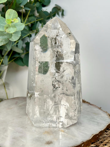 Grade AA XL Grey-Blue Lemurian Tower | Lodolite • Hematite • Black Rutile | Grey Blue Mine, Diamantina | Minor Imperfection GBL06, 2.469kg