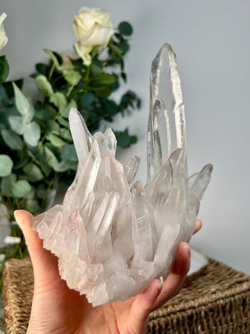 Grade AA Blue Needle Lemurian Quartz Cluster, Rare High-Frequency Formation, Diamantina, Brazil, Light Codes BLH03, 930g