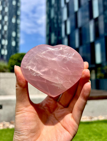 Grade A+ Rose Quartz Heart with Iron, Rainbow & Starlight | High-Vibe Crystal from Madagascar | Love • Healing • Radiance, RH23, 220g