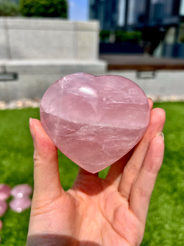 Grade AA Rose Quartz Heart with Iron, Rainbow & Starlight | High-Vibe Crystal from Madagascar | Love • Healing • Radiance, RH24, 217g