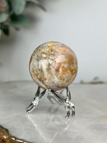 Grade A Pink Opal Sphere from Peru, Organic Hand-Polished, Stone of the Gods, Heart Healing,Spiritual Protection, Ancestral Wisdom PS03, 82g