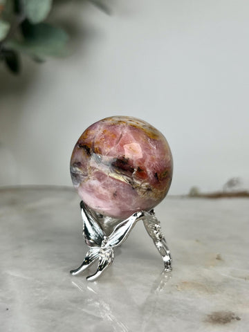 Grade A Pink Opal Sphere from Peru, Organic Hand-Polished, Stone of the Gods, Heart Healing,Spiritual Protection, Ancestral Wisdom PS06, 55g