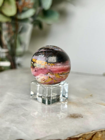 Grade A Pink Opal Sphere from Peru, Organic Hand-Polished, Stone of the Gods, Heart Healing,Spiritual Protection, Ancestral Wisdom PS09, 43g