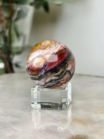 Grade A Pink Opal Sphere from Peru, Organic Hand-Polished, Stone of the Gods, Heart Healing,Spiritual Protection, Ancestral Wisdom PS11, 45g