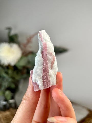 Grade A+ Natural Pink Tourmaline on Aquamarine,A Harmonious Blend of Love and Serenity PTC59, 36g