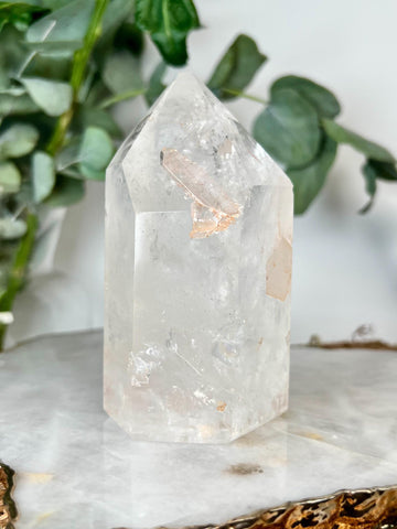 Grade A Natural Manifestation (Penetration) Quartz Tower with Iron | Corinto Minas Gerais Brazil | Energetically Activated MC01, 568g