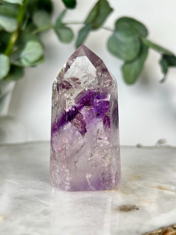 Grade A+ Phantom Amethyst Quartz Tower with Rainbows | Bahia Brazil | Energetically Activated PA11, 129g