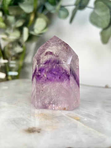 Grade A+ Phantom Amethyst Quartz Tower with Rainbows | Bahia Brazil | Energetically Activated PA19, 111g