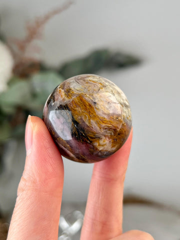 Grade A Pink Opal Sphere from Peru, Organic Hand-Polished, Stone of the Gods, Heart Healing,Spiritual Protection, Ancestral Wisdom PS01, 50g