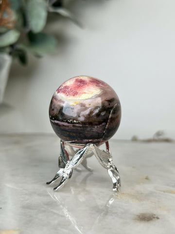 Grade A Pink Opal Sphere from Peru, Organic Hand-Polished, Stone of the Gods, Heart Healing,Spiritual Protection, Ancestral Wisdom PS05, 67g