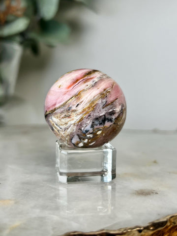 Grade A Pink Opal Sphere from Peru, Organic Hand-Polished, Stone of the Gods, Heart Healing,Spiritual Protection, Ancestral Wisdom PS07, 54g