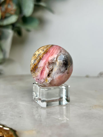 Grade A Pink Opal Sphere from Peru, Organic Hand-Polished, Stone of the Gods, Heart Healing,Spiritual Protection, Ancestral Wisdom PS10, 49g
