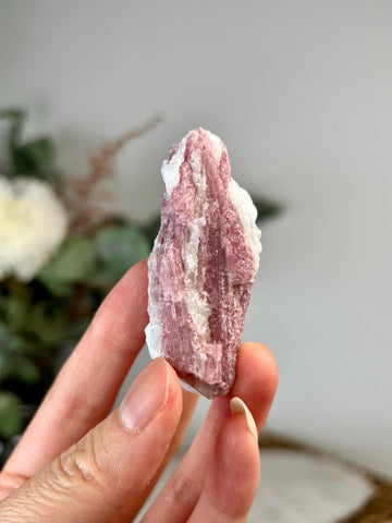 Grade A+ Natural Pink Tourmaline on Aquamarine,A Harmonious Blend of Love and Serenity PTC56, 36g