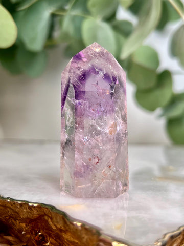 Grade A+ Phantom Amethyst Quartz Tower with Red Hematite and Rainbows | Bahia Brazil | Energetically Activated PA28, 49g