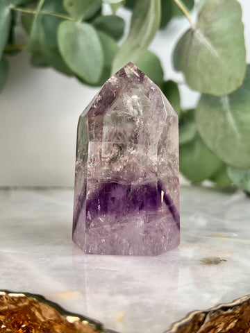 Grade A+ Phantom Amethyst Quartz Tower with Hematite and Rainbows | Bahia Brazil | Energetically Activated PA23, 112g