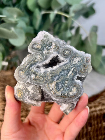 Grade A+ Natural Jasper Stalactite Druzy Crystal with Open Geode– Heart, Root, and Third Eye Chakra Healing, US127, 217g