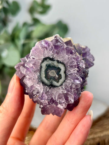 Grade A Natural Uruguay Amethyst Stalactite with Calcite – Unique Formation, High-Energy Healing Crystal - US134, 137g