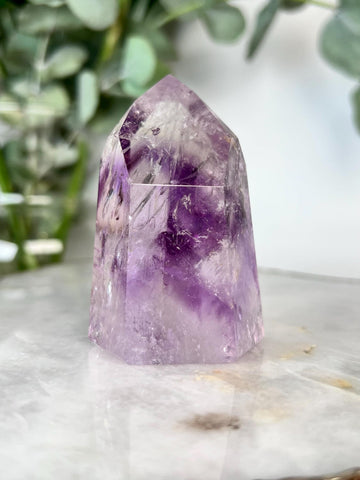 Grade A+ Phantom Amethyst Quartz Tower with Rainbows | Bahia Brazil | Energetically Activated PA03, 150g