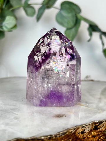 Grade AA Phantom Amethyst Quartz Tower with BIG Rainbows | Bahia Brazil | Energetically Activated PA08, 219g