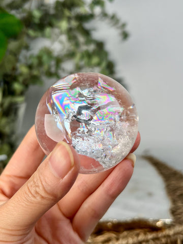 Grade A Lemurian Quartz Sphere with Rainbows | Serra do Cabral Minas Gerais Brazil | Energetically Activated LS03, 190g, 51mm