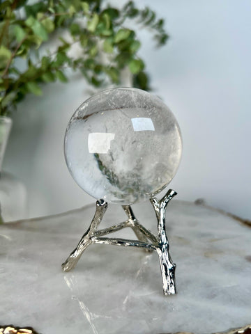 Grade A Lemurian Quartz Sphere with Rainbow | Serra do Cabral Minas Gerais Brazil | Energetically Activated LS04, 258g, 56mm