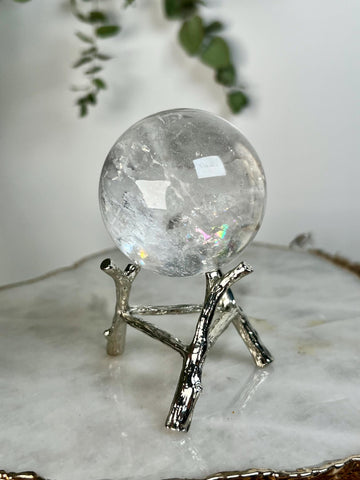 Grade A Lemurian Quartz Sphere with Rainbows | Serra do Cabral Minas Gerais Brazil | Energetically Activated LS02, 162g, 48mm