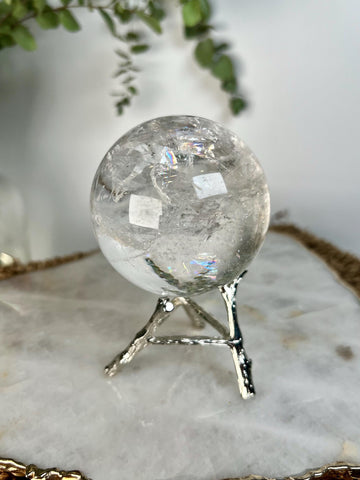 Grade A Lemurian Quartz Sphere with Rainbows | Serra do Cabral Minas Gerais Brazil | Energetically Activated LS05, 366g, 63mm
