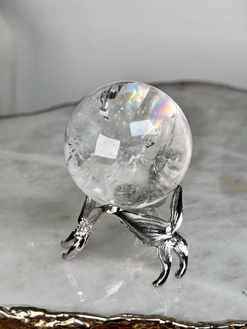 Grade A Lemurian Quartz Sphere with Stand | Serra do Cabral Minas Gerais Brazil | Energetically Activated LS12, 62g, 34mm