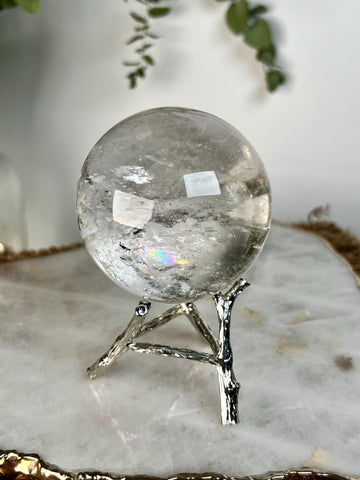 Grade A Lemurian Quartz Sphere with Rainbows | Serra do Cabral Minas Gerais Brazil | Energetically Activated LS08, 359g, 62mm