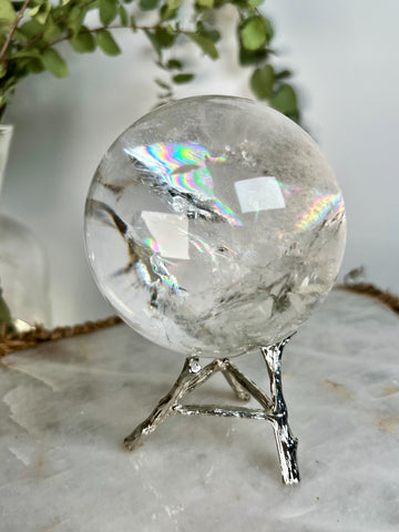 Grade A Lemurian Quartz Sphere with Rainbows | Serra do Cabral Minas Gerais Brazil | Energetically Activated LS09, 664g, 77mm
